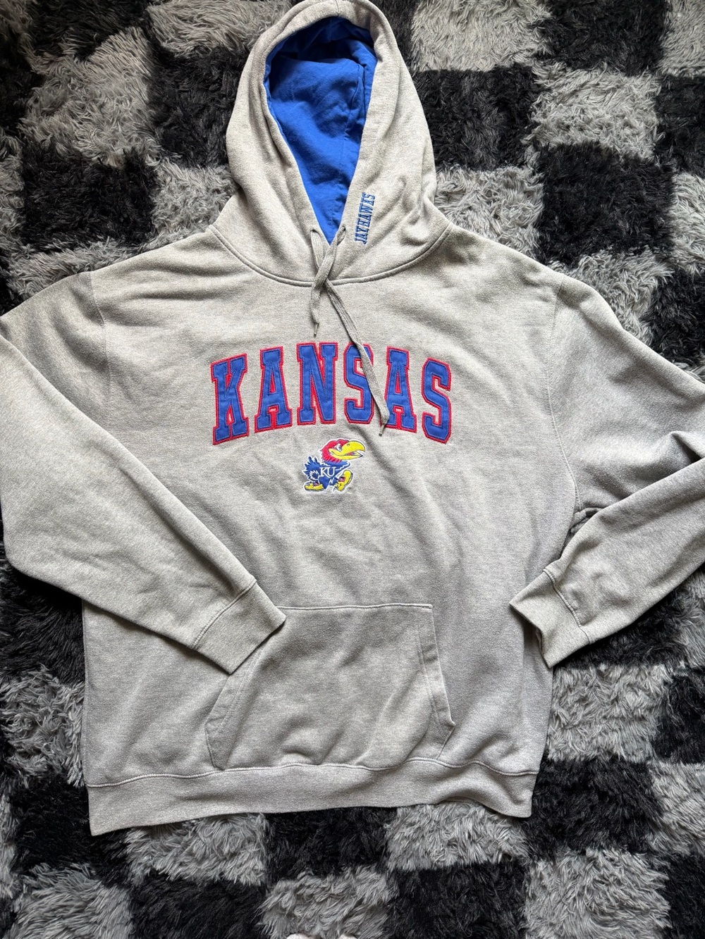 Stadium Athletics Kansas Jayhawks Grey & Blue Hoodie Pullover